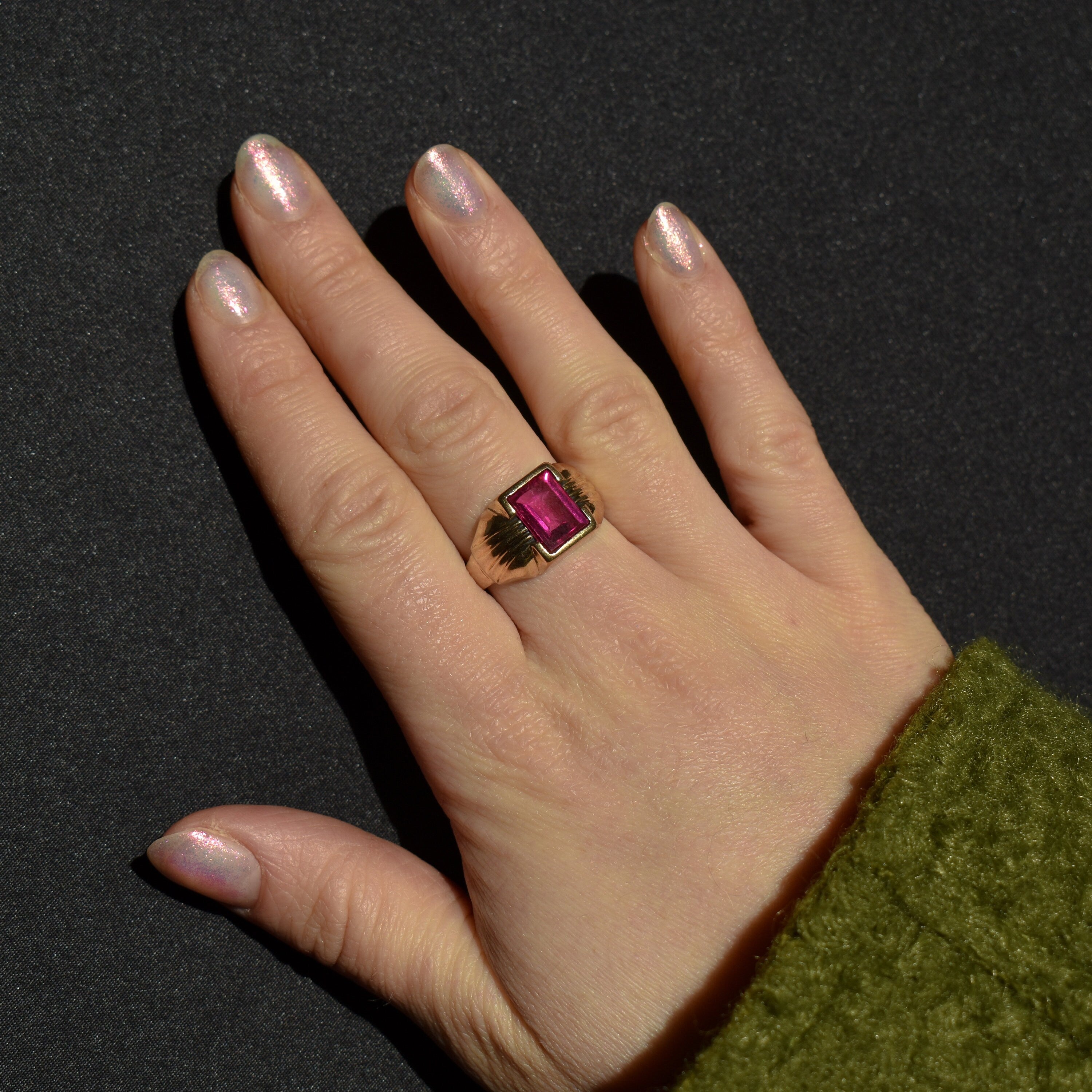 ✨✨Fire Ruby outlet Ring / Art Deco Style✨Sz: 10✨✨