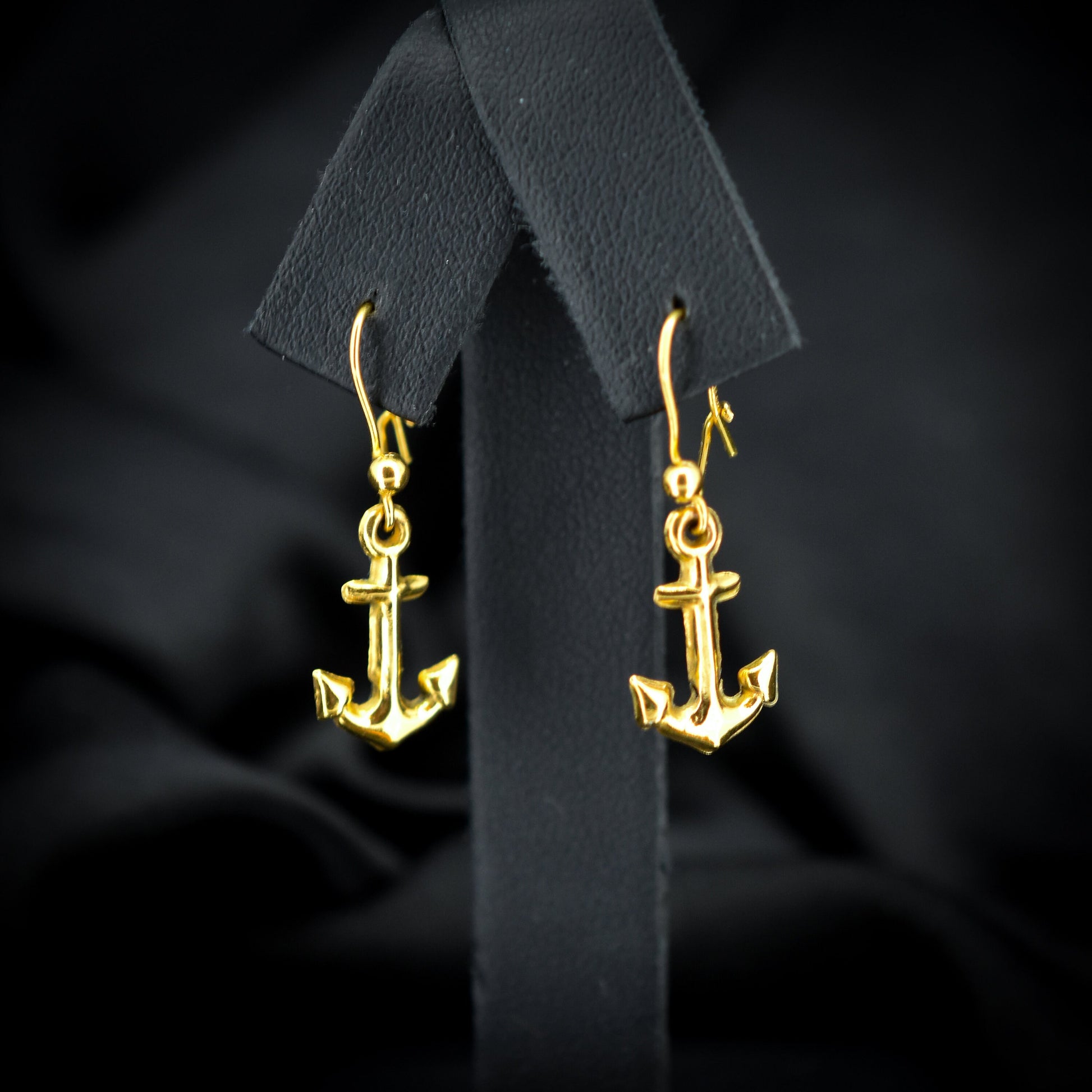 Vintage Anchor Nautical 9ct Gold Drop Earrings