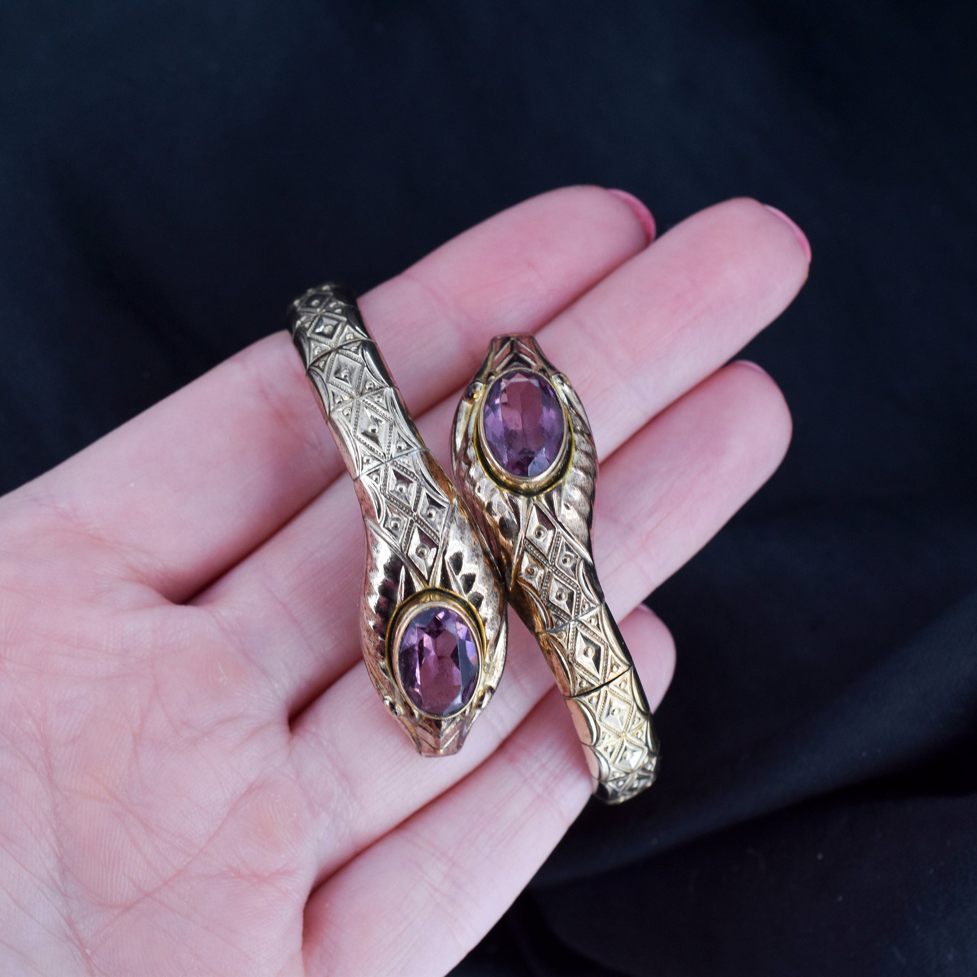Vintage Rolled Gold Snake Serpent Wrap Around Bangle Bracelet