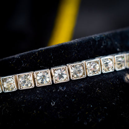 Art Deco Diamond Paste Silver Tennis Line Bracelet | Antique Vintage