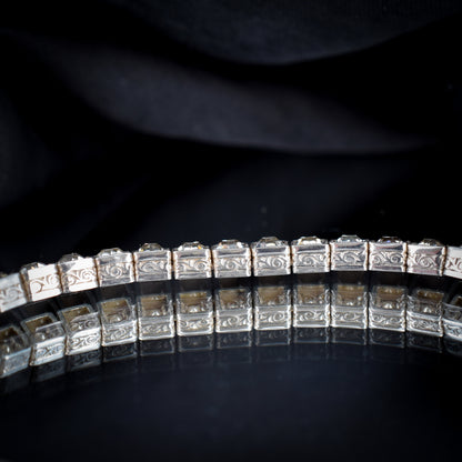 Art Deco Diamond Paste Silver Tennis Line Bracelet | Antique Vintage