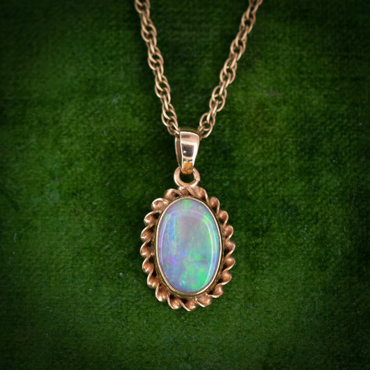 Opal Doublet Oval 9ct Yellow Gold Pendant and Chain Necklace