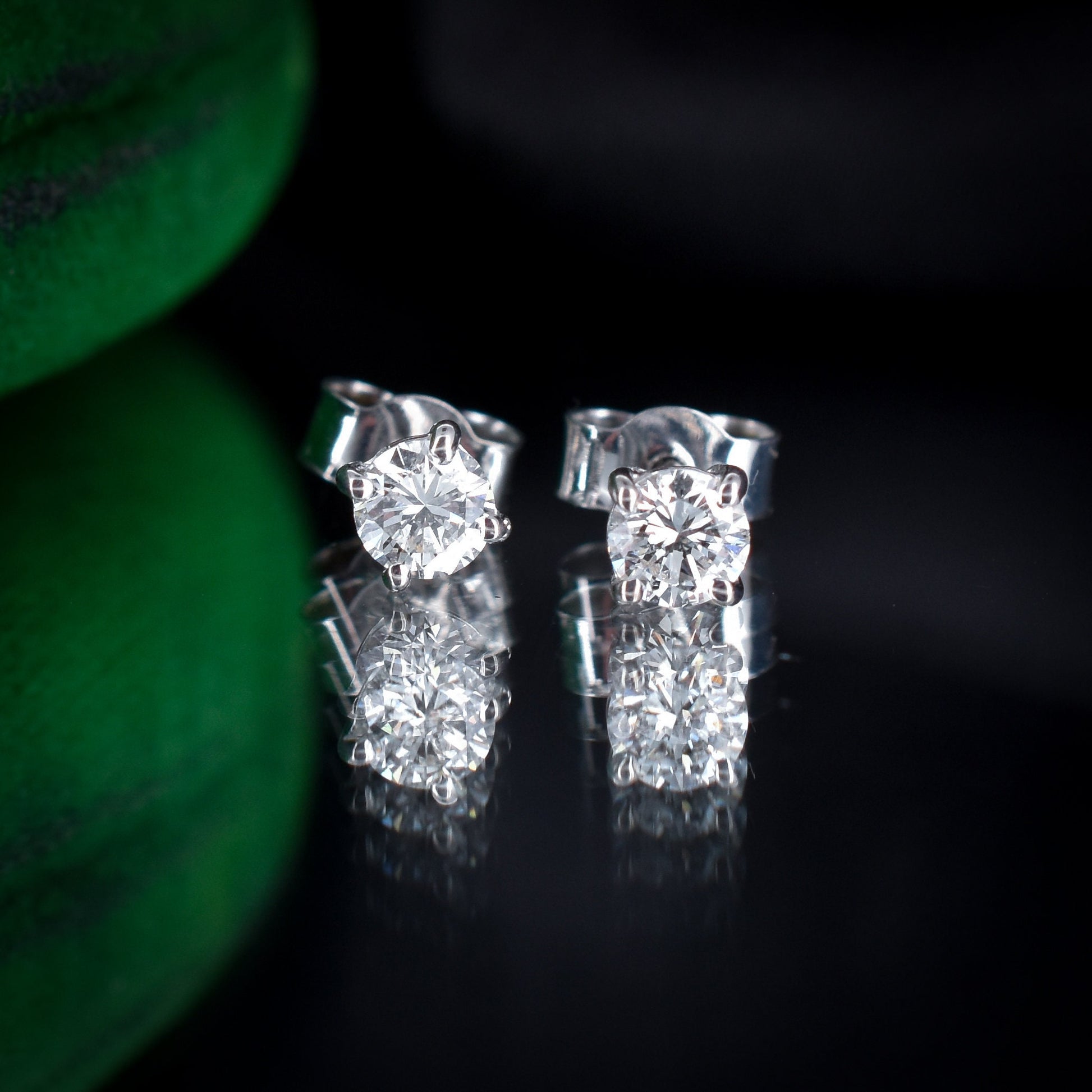 0.50ct Round Diamond 18ct White Gold Stud Earrings - Studs