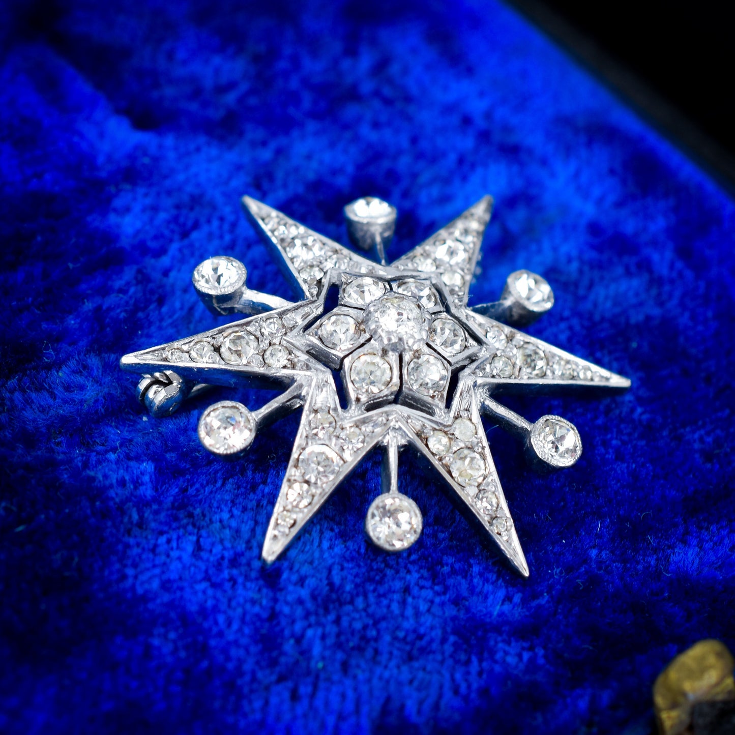 Vintage Paste Sterling Silver Star Celestial Brooch Pin | Antique Style