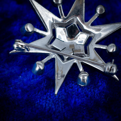 Vintage Paste Sterling Silver Star Celestial Brooch Pin | Antique Style