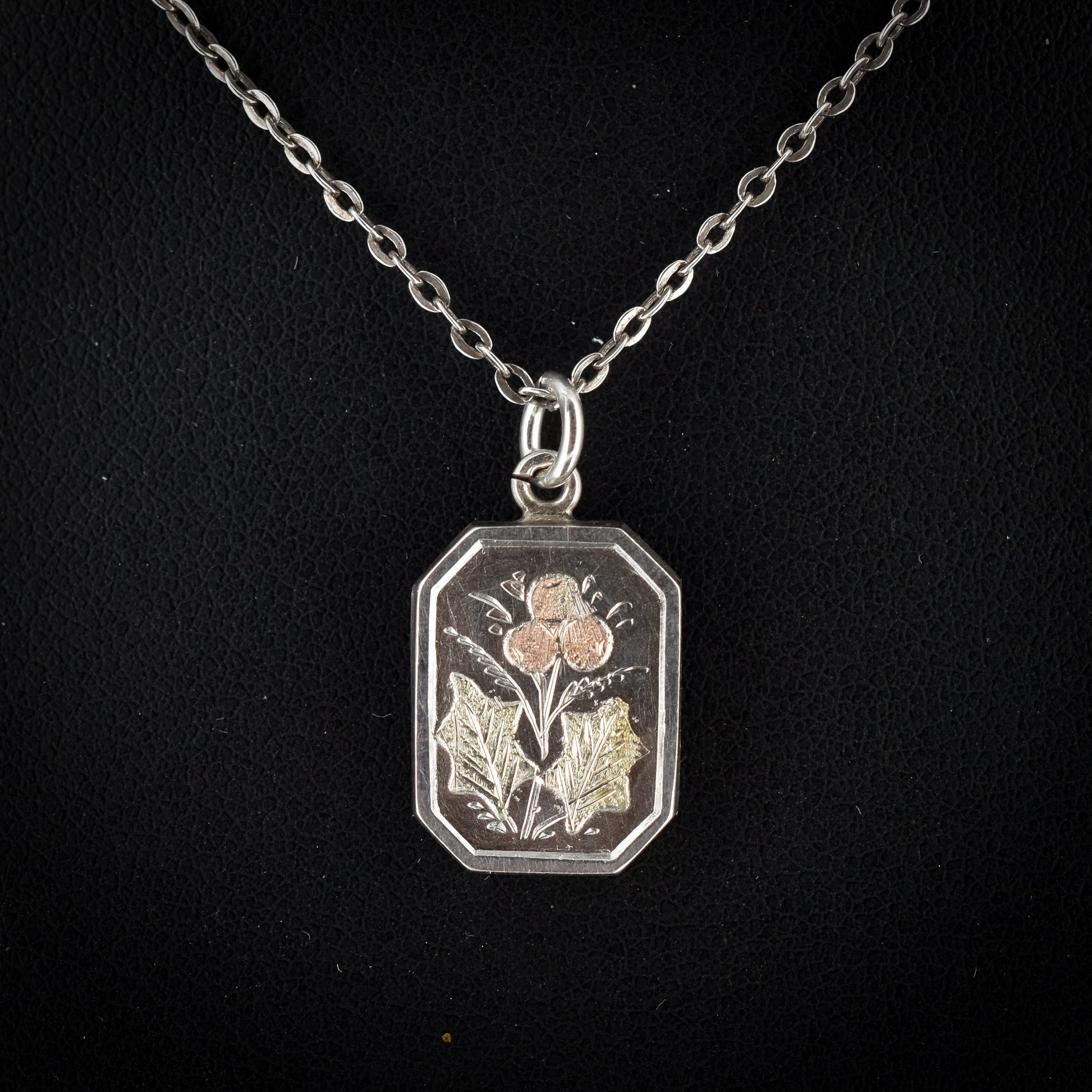 Antique Victorian Aesthetic Pendant Necklace with Silver Chain and Barrel Clasp | 14"