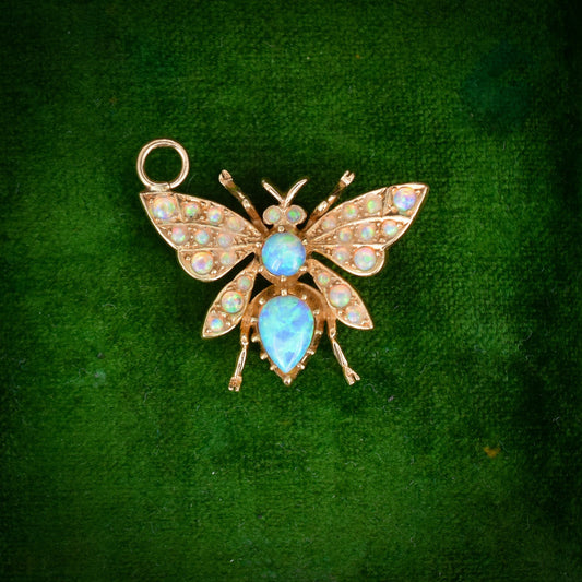 Opal Butterfly Insect 18ct Yellow Gold Pendant Charm