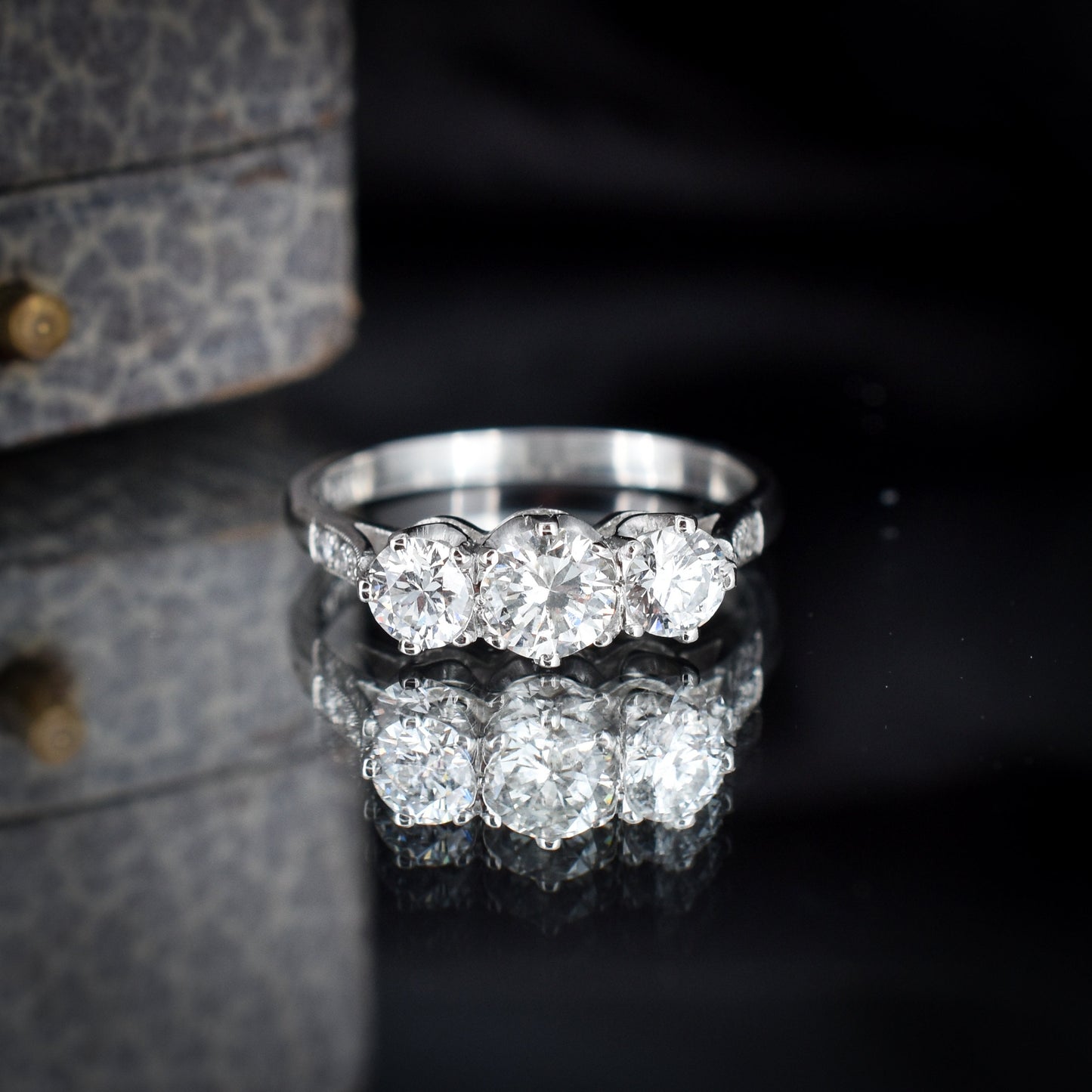 Edwardian Style Diamond Three Stone Trilogy Platinum Ring | 1.10ct Total