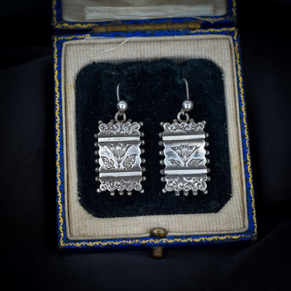 Antique Victorian Silver Aesthetic Drop Dangle Earrings