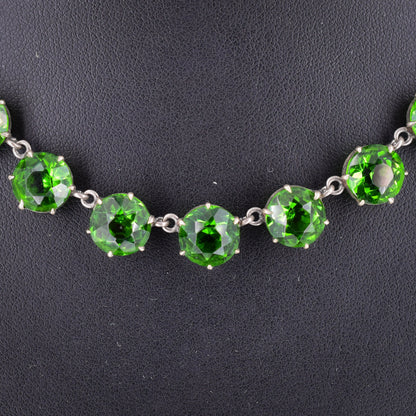 Antique Green Paste Short Riviere Necklace Choker | 15.5"