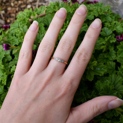 Antique Art Deco Diamond Five Stone Yellow Gold and Platinum Ring