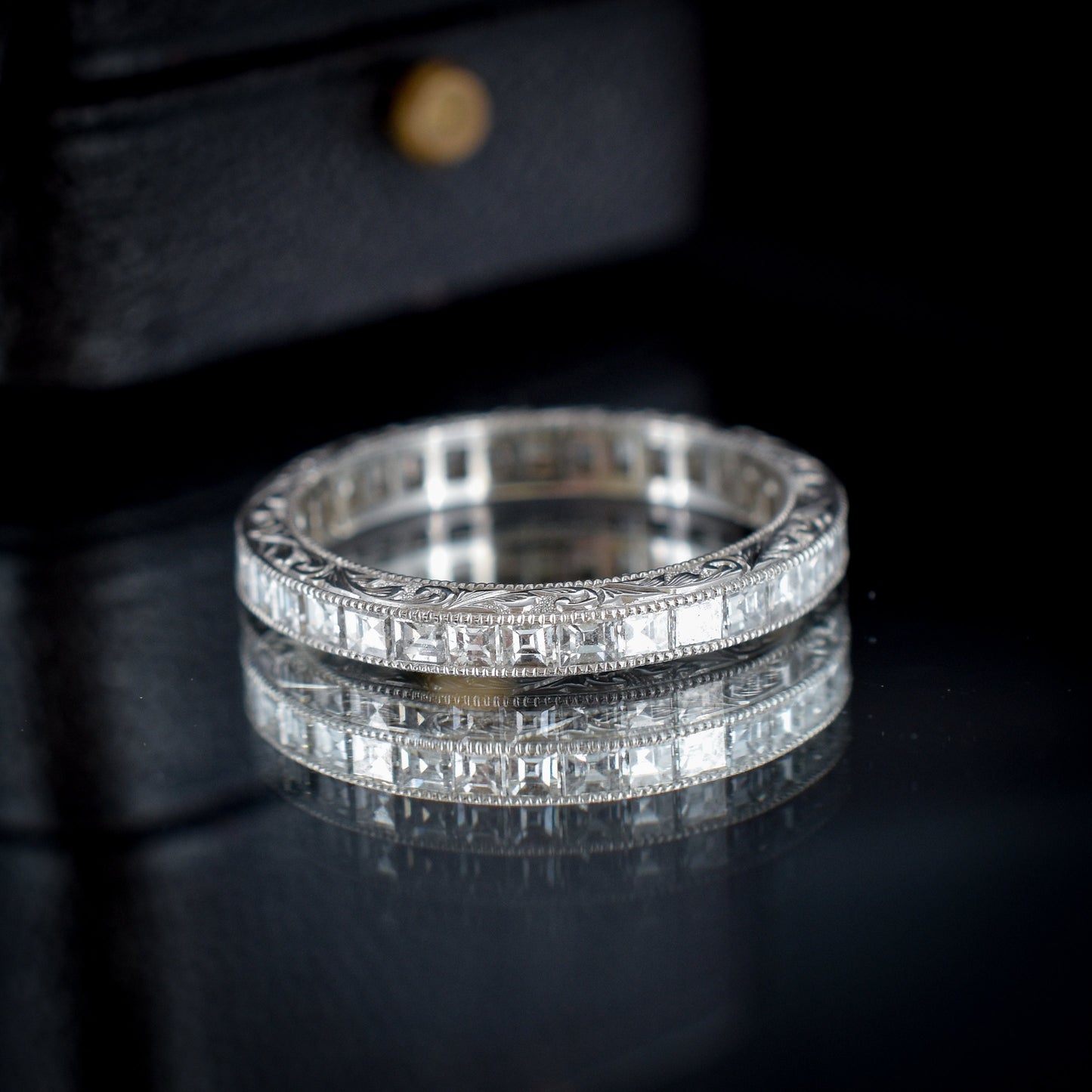 Art Deco Style 1.24ct Diamond Platinum Full Eternity Wedding Band Ring