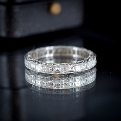 Art Deco Style 1.24ct Diamond Platinum Full Eternity Wedding Band Ring