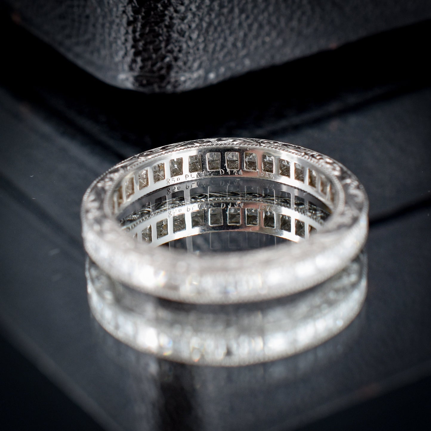 Art Deco Style 1.24ct Diamond Platinum Full Eternity Wedding Band Ring