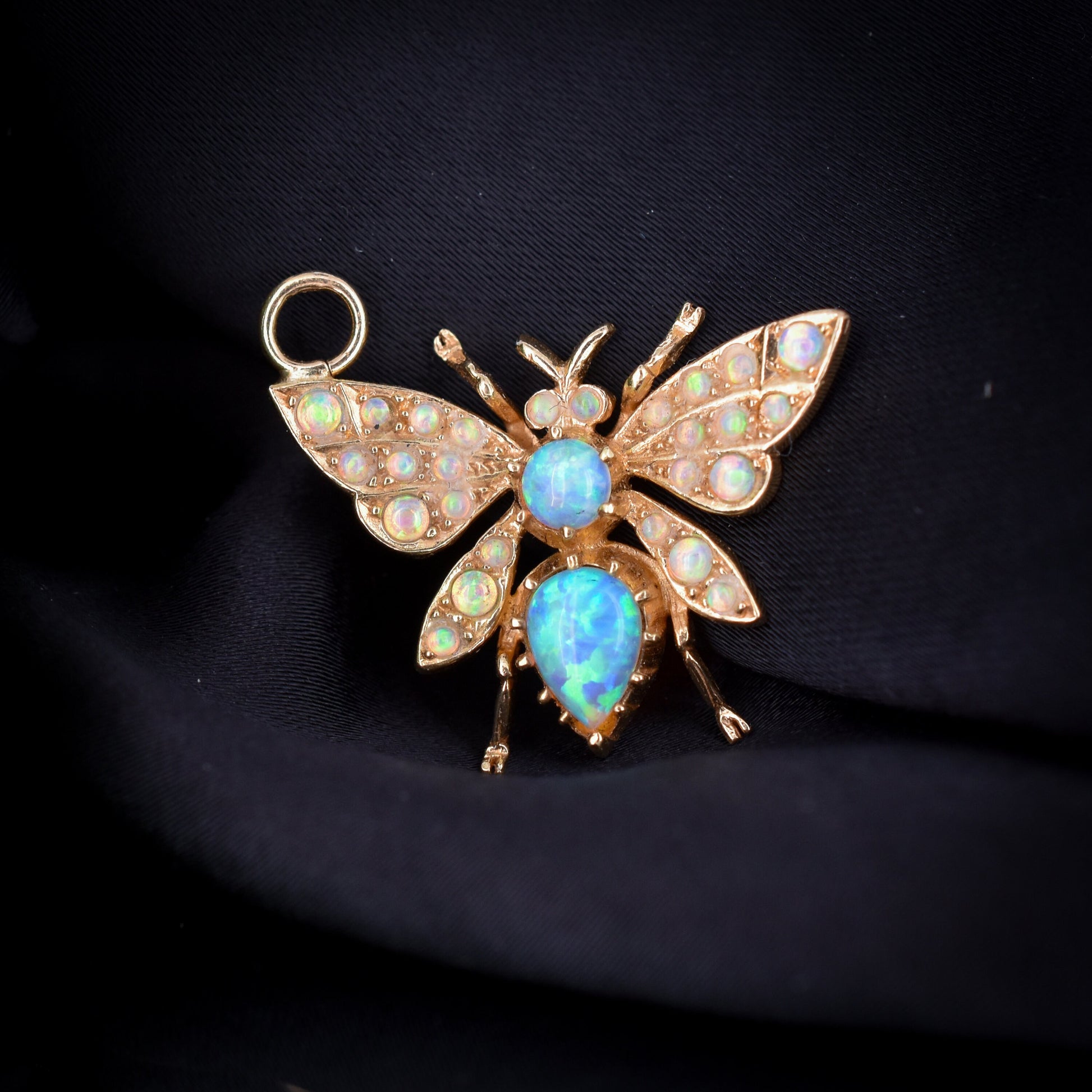 Opal Butterfly Insect 18ct Yellow Gold Pendant Charm