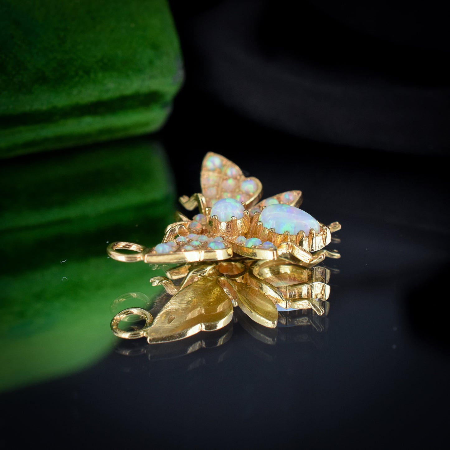 Opal Butterfly Insect 18ct Yellow Gold Pendant Charm