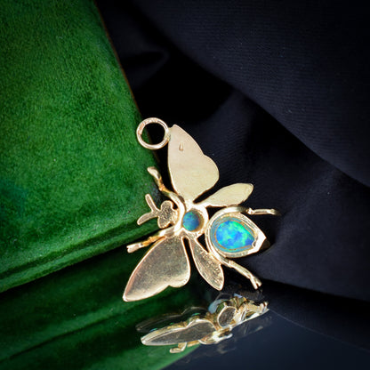 Opal Butterfly Insect 18ct Yellow Gold Pendant Charm