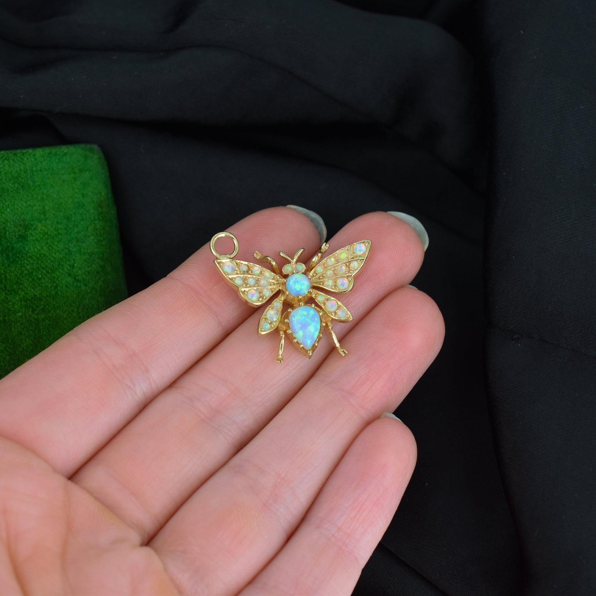 Opal Butterfly Insect 18ct Yellow Gold Pendant Charm