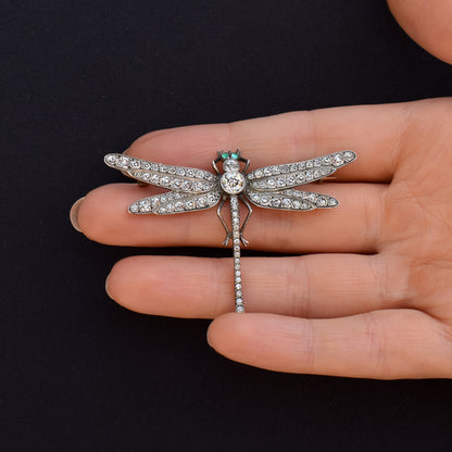 Antique Victorian Knoll and Pregizer Paste Silver Dragonfly Brooch Pin