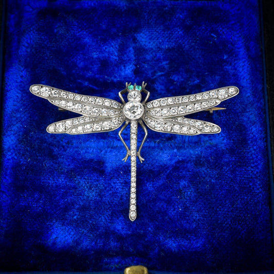 Antique Victorian Knoll and Pregizer Paste Silver Dragonfly Brooch Pin