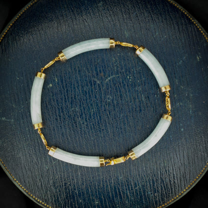 Vintage 14ct Yellow Gold Jade Fancy Bracelet