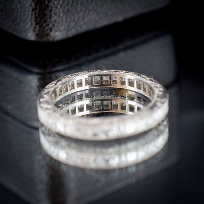 Art Deco Style 1.24ct Diamond Platinum Full Eternity Wedding Band Ring