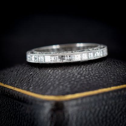 Art Deco Style 1.24ct Diamond Platinum Full Eternity Wedding Band Ring