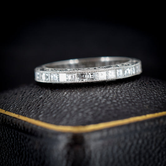 Art Deco Style 1.24ct Diamond Platinum Full Eternity Wedding Band Ring
