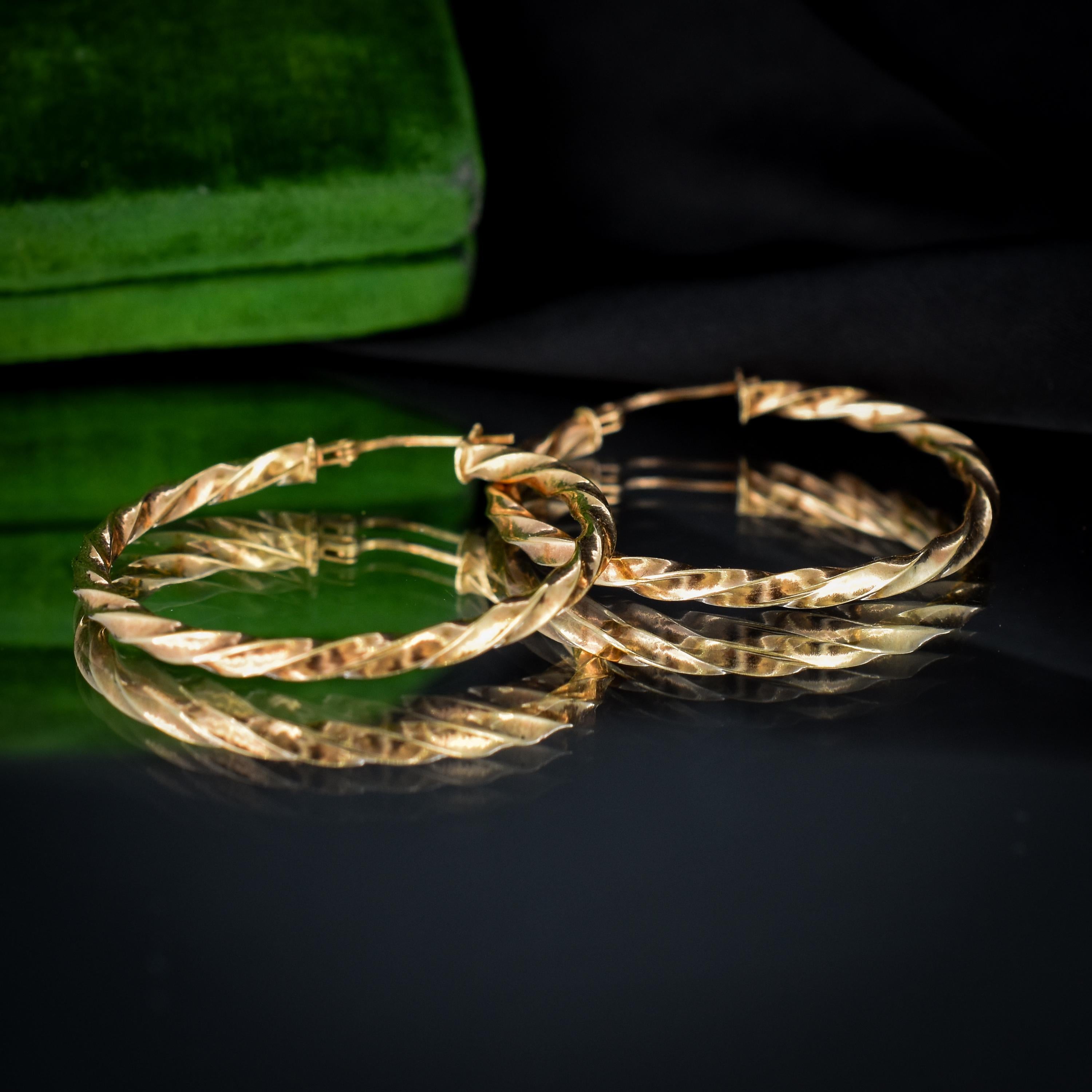 9ct gold large twisted hoop earrings store