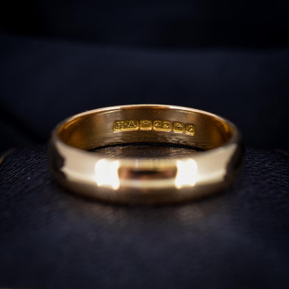 Vintage '1960' 22ct Gold Plain Stacking Wedding Band Ring