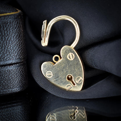 Vintage 9ct Gold Opening Heart Padlock Charm Pendant