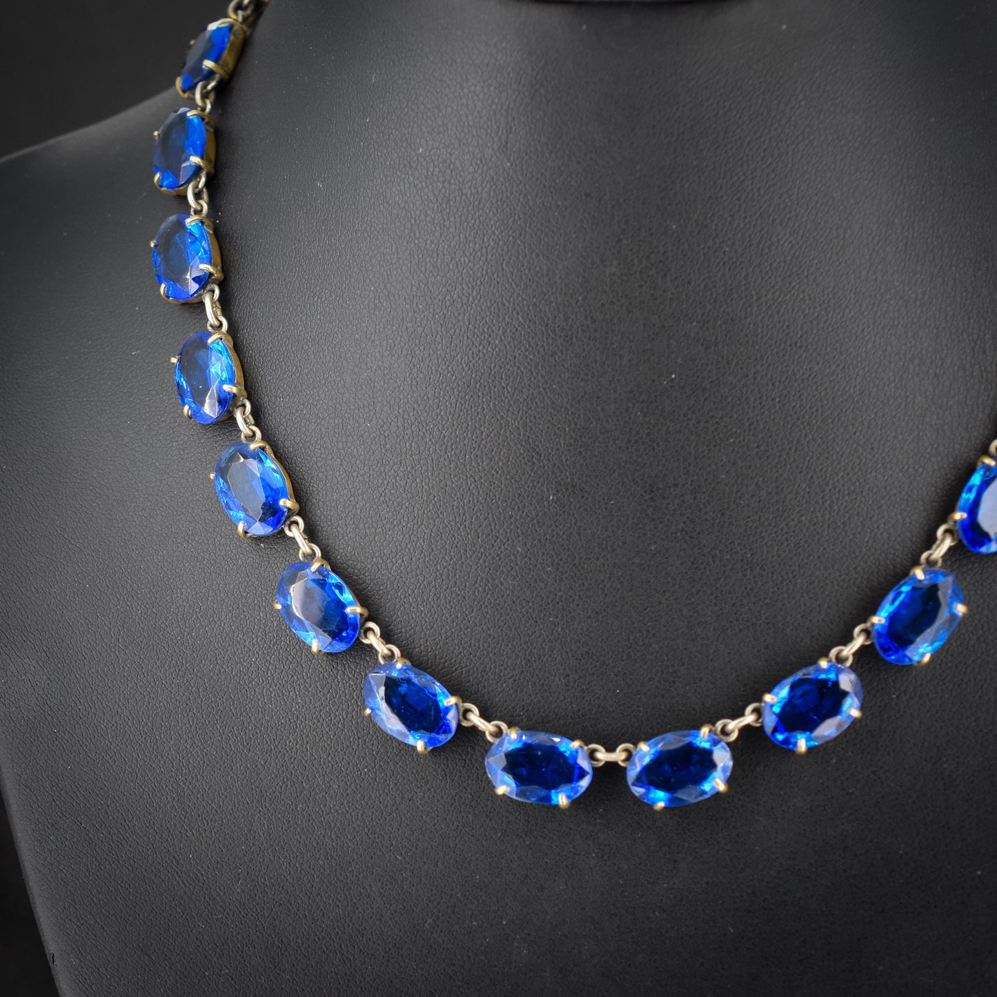 Antique Blue Paste Short Riviere Necklace Choker | 15.5"