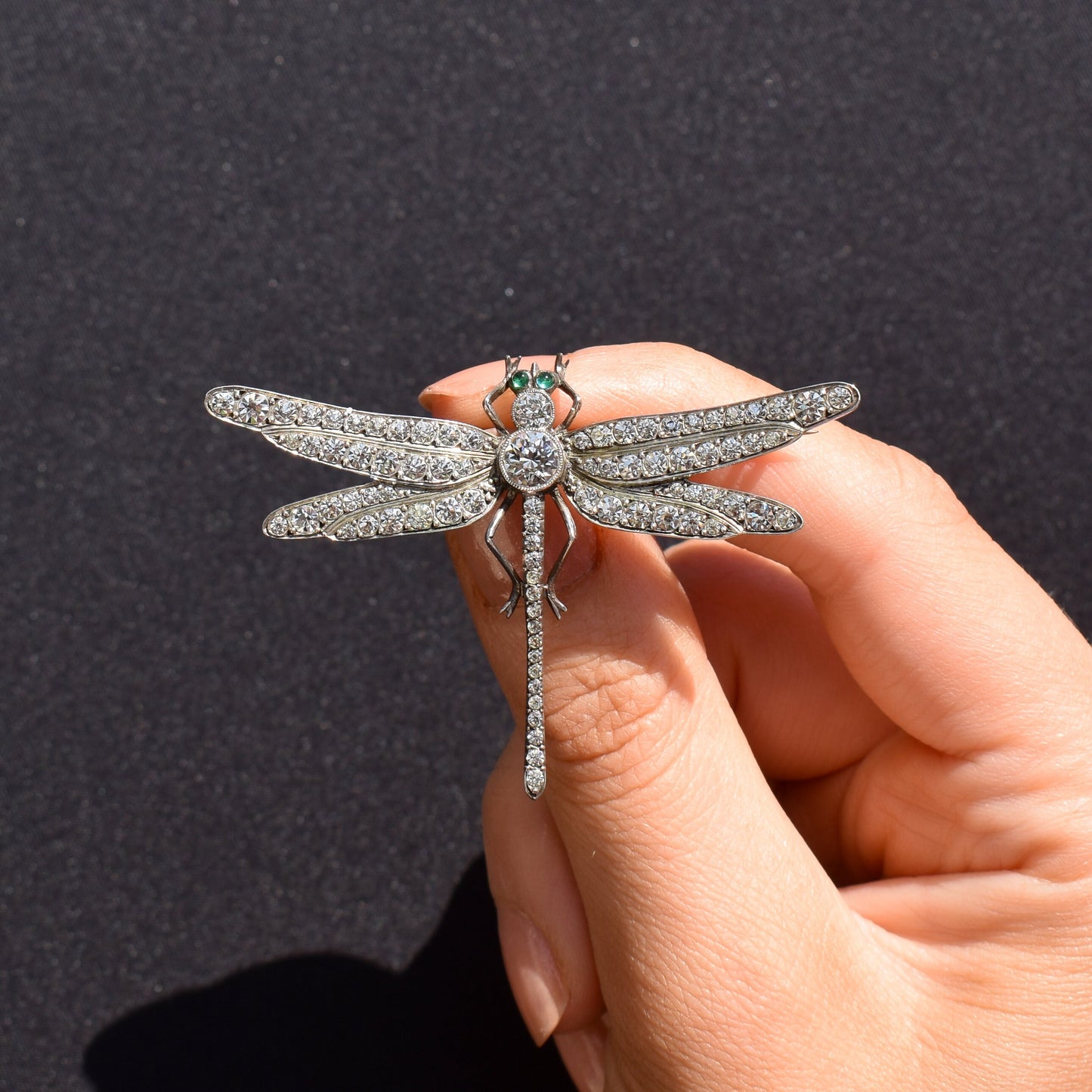 Antique Victorian Knoll and Pregizer Paste Silver Dragonfly Brooch Pin