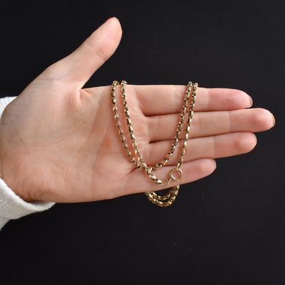 Antique Victorian 9ct Gold Fancy Link Chain Necklace with Spring Ring | 26"