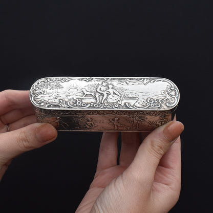 Antique German Hanau Silver Scene Jewellery Ring Box | Ludwig Neresheimer & Co