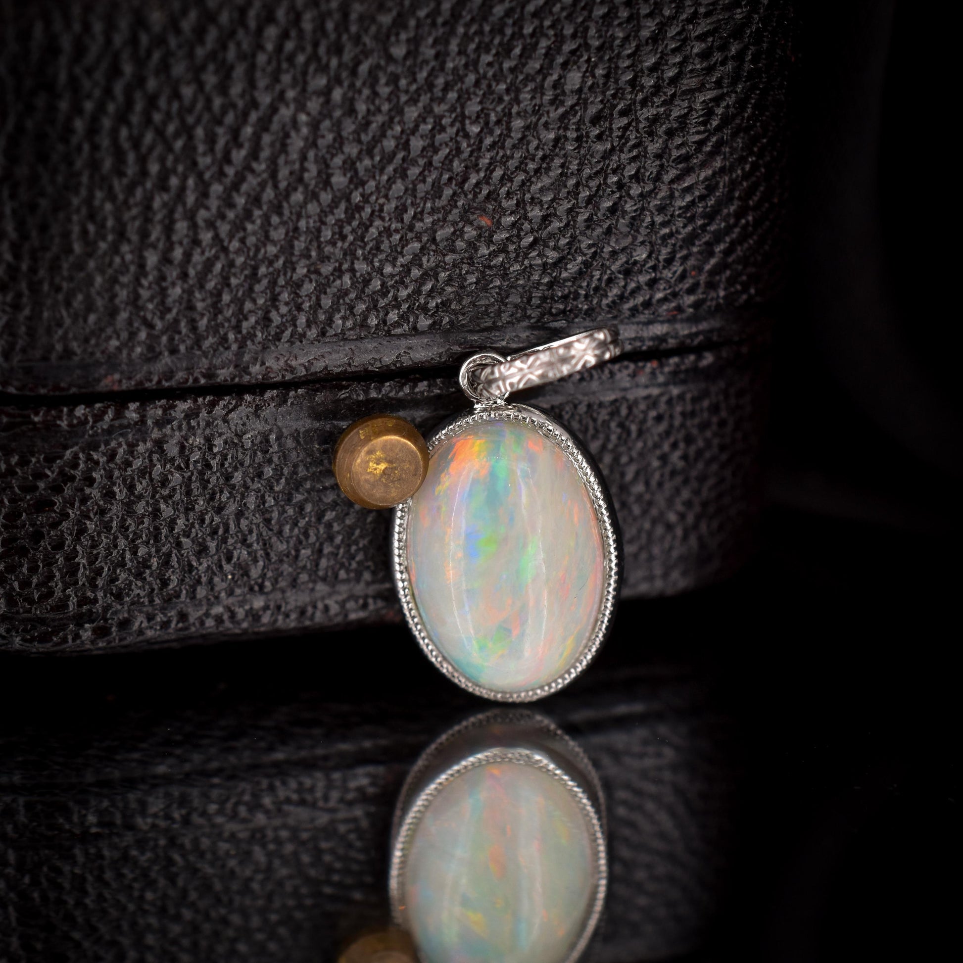 2.60ct Natural Solid Australian Opal Oval Platinum Charm Pendant