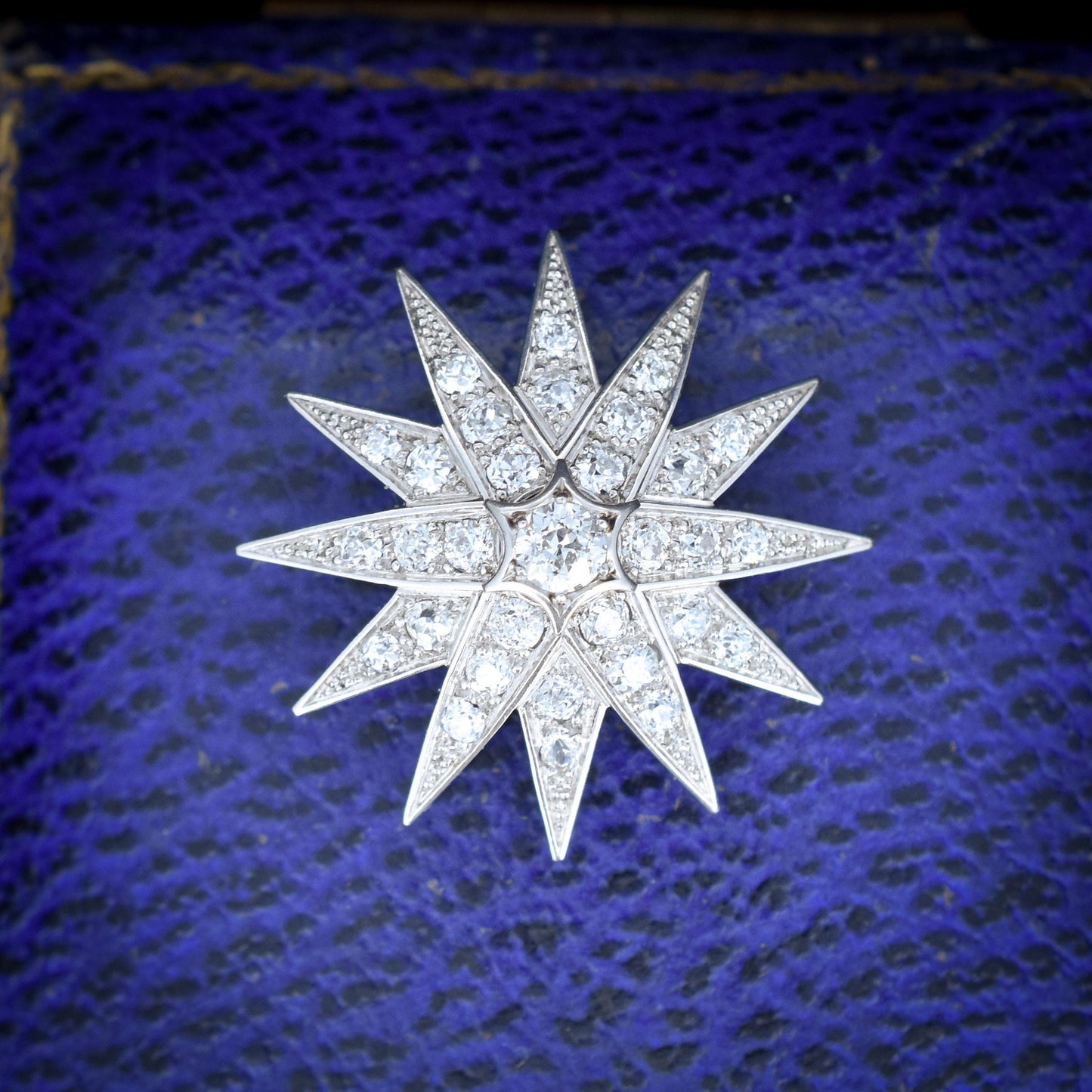 Antique Style Old Cut Diamond Star Platinum Pendant