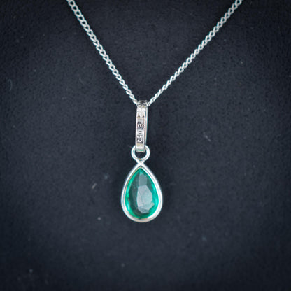 0.60ct Emerald Platinum Drop Pendant Charm