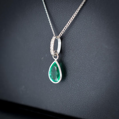 0.60ct Emerald Platinum Drop Pendant Charm