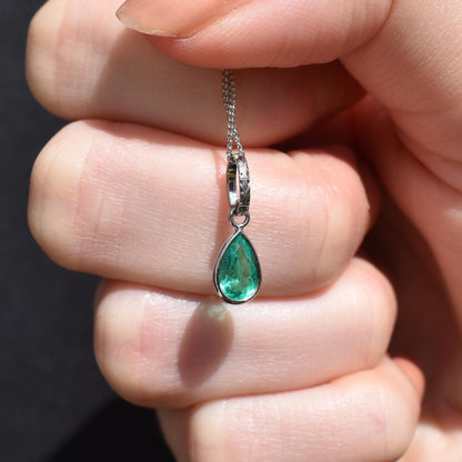 0.60ct Emerald Platinum Drop Pendant Charm