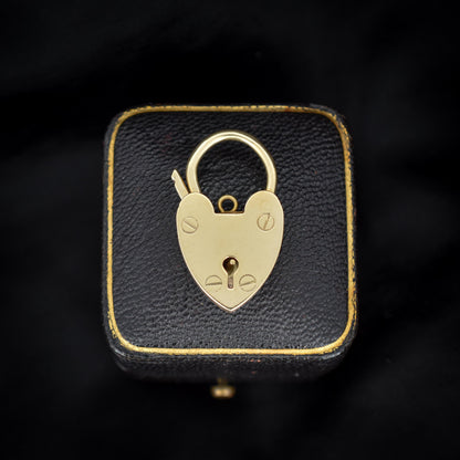 Vintage 9ct Gold Opening Heart Padlock Charm Pendant