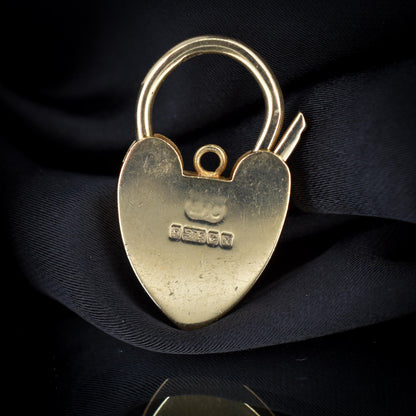 Vintage 9ct Gold Opening Heart Padlock Charm Pendant