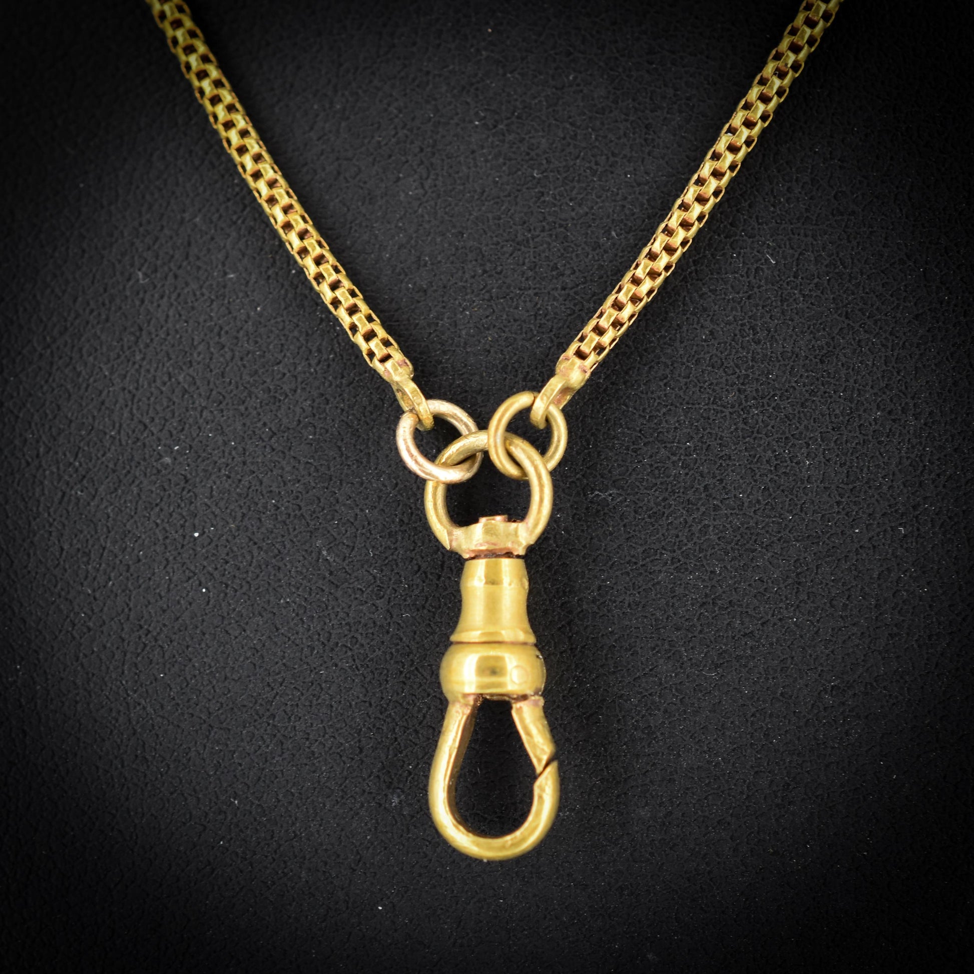 Antique Victorian Long Guard Muff Chain Rolled Gold Necklace with Dog Clip | 54"