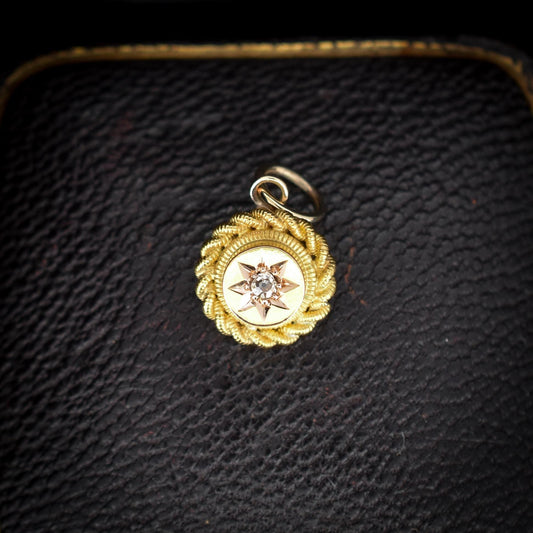 Antique 15ct Gold Diamond Starburst Charm Pendant