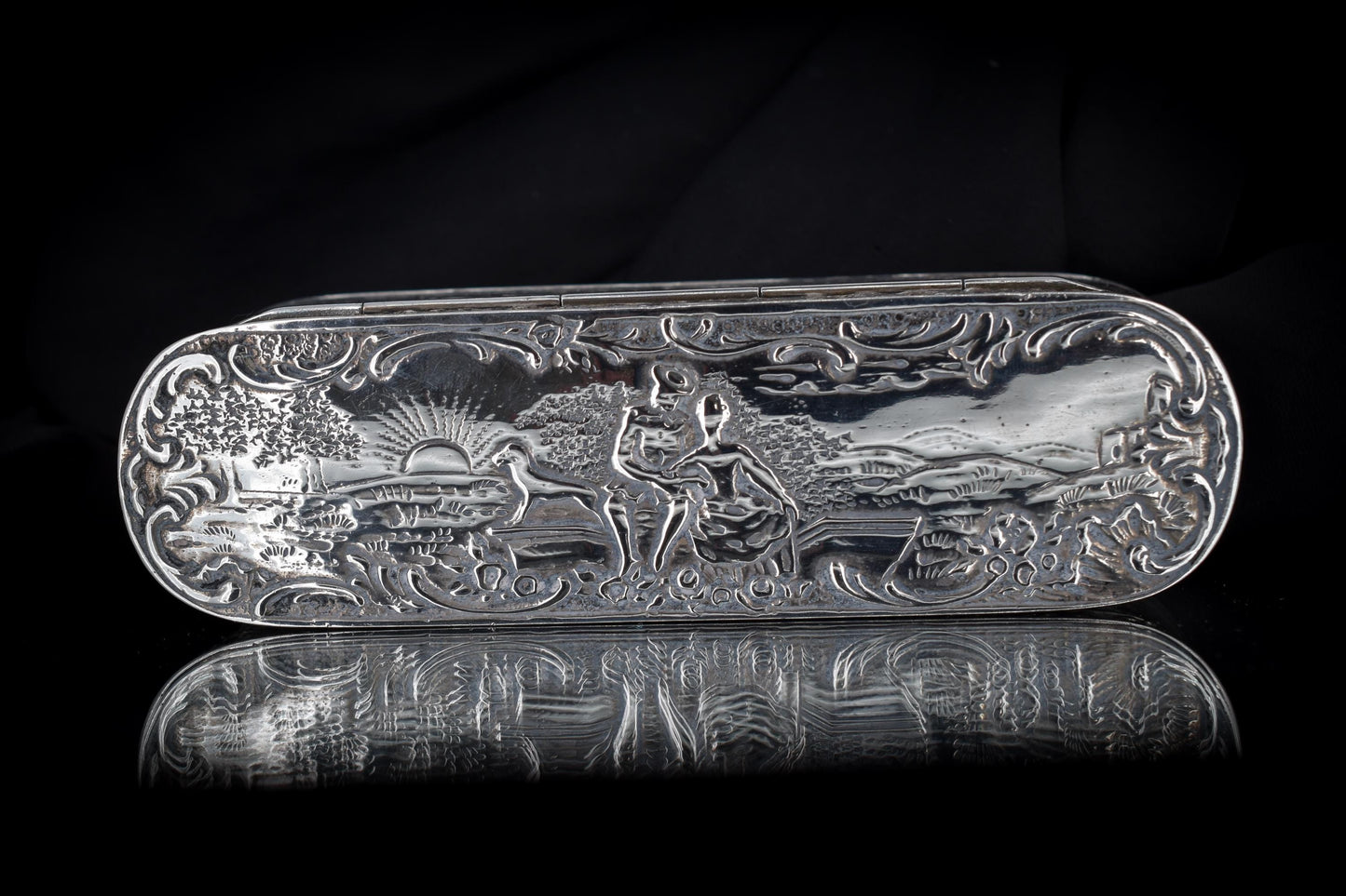 Antique German Hanau Silver Scene Jewellery Ring Box | Ludwig Neresheimer & Co