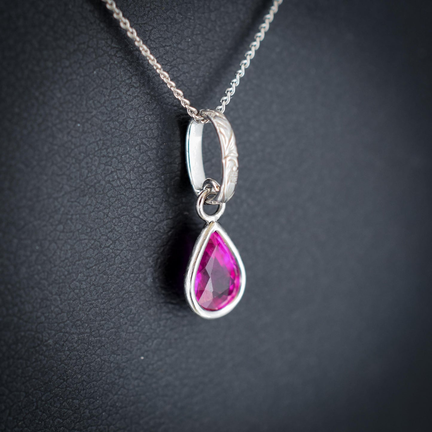 0.70ct Natural Ruby Pear Cut Platinum Charm Pendant