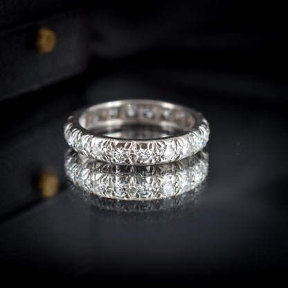 Antique Art Deco Diamond 18ct White Gold Full Eternity Wedding Band Ring