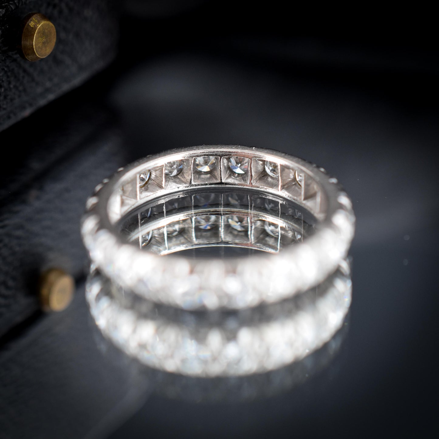 Antique Art Deco Diamond 18ct White Gold Full Eternity Wedding Band Ring