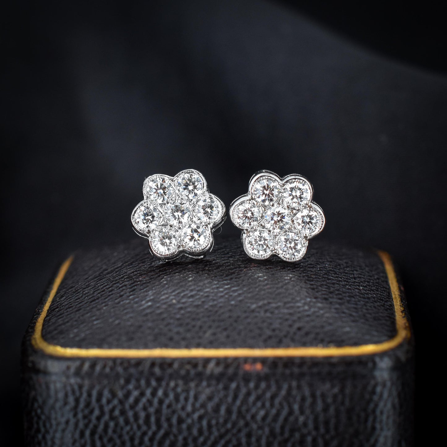 Diamond Daisy 18ct White Gold Flower Cluster Stud Earrings