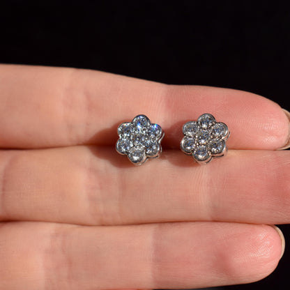 Diamond Daisy 18ct White Gold Flower Cluster Stud Earrings